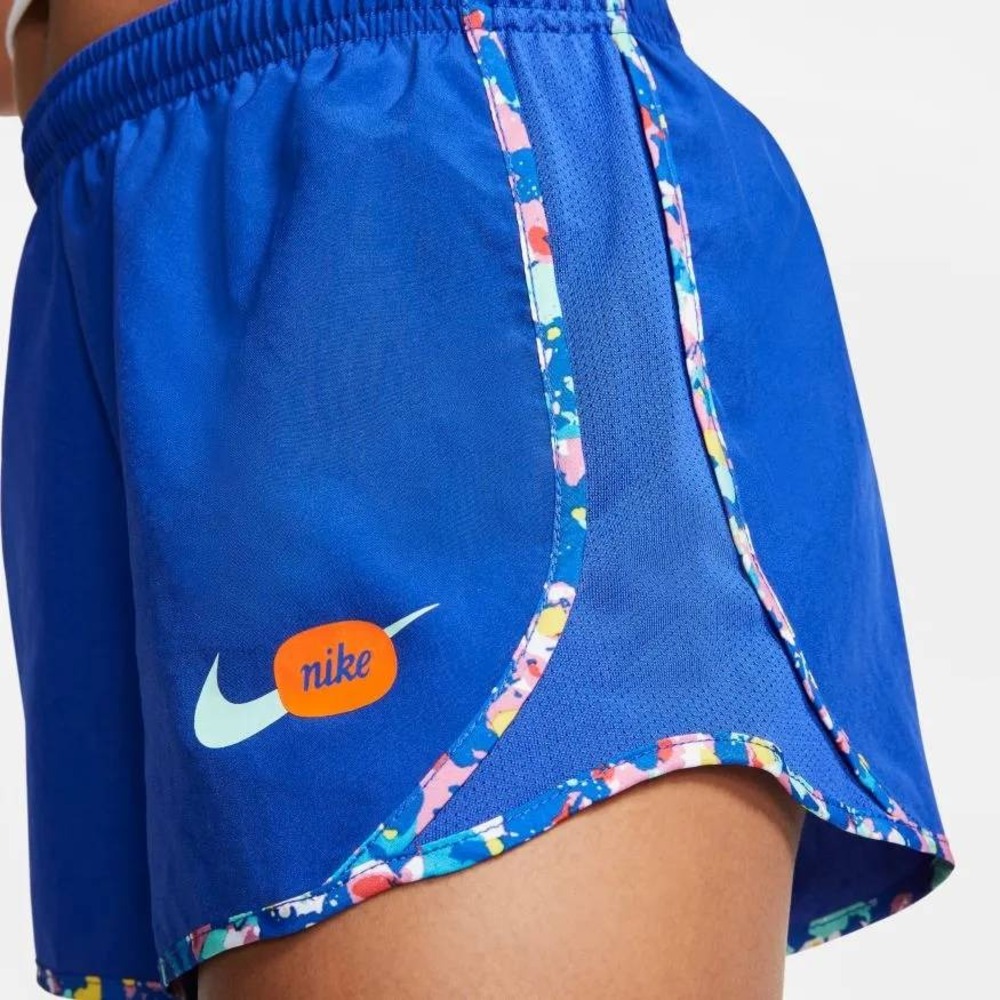 Nike Womens Dri-FIT Running Shorts Blue Floral Trim CT8987-433 XL